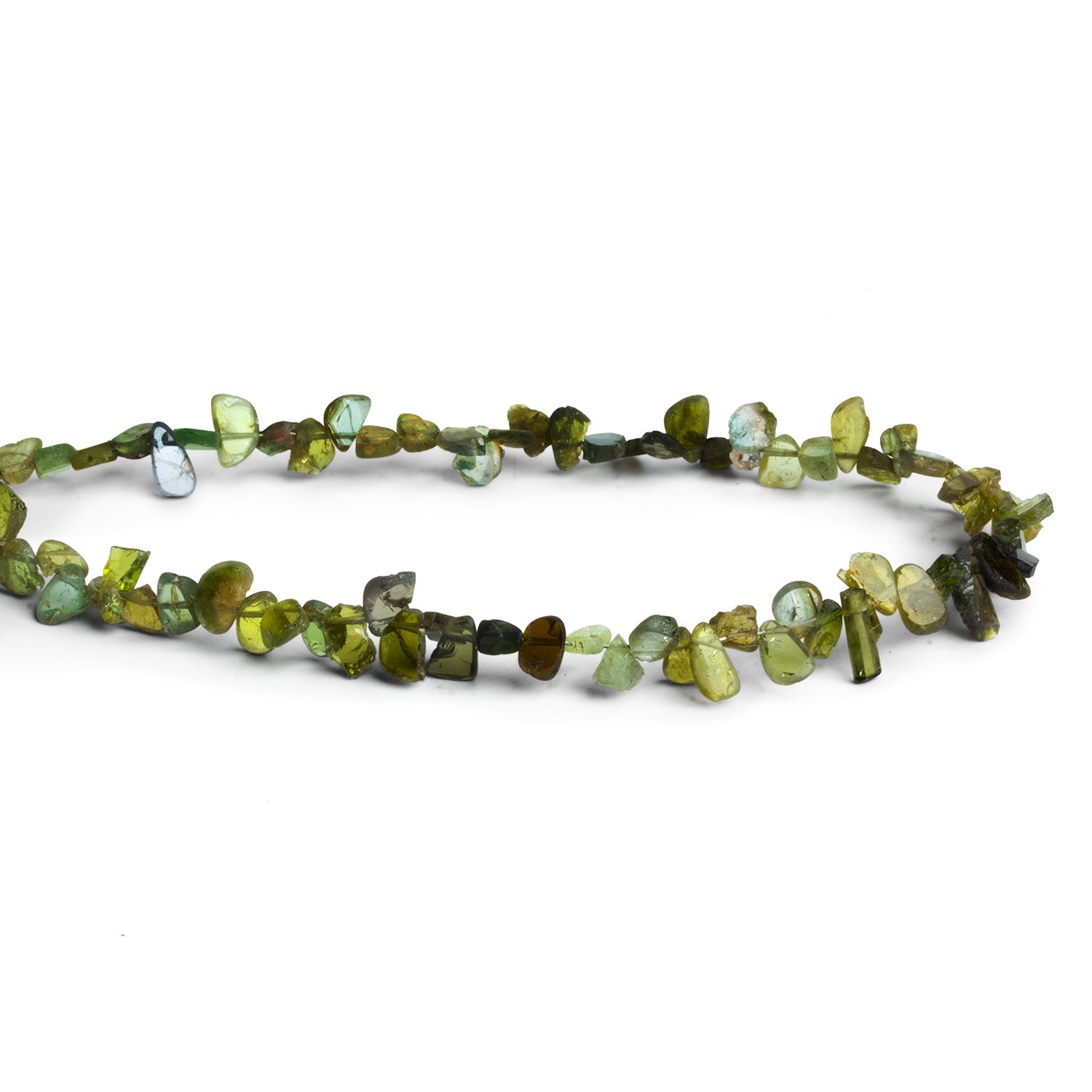 7x4mm Green Tourmaline Slices 8 inch 50 beads - The Bead Traders