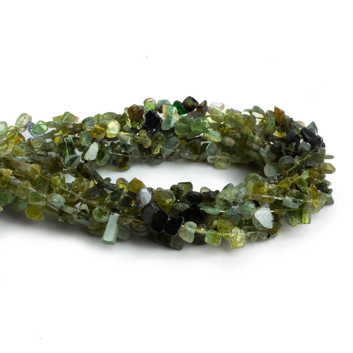 7x4mm Green Tourmaline Slices 8 inch 50 beads - The Bead Traders