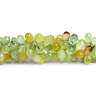 7x4mm Multi Tonal Prehnite Teardrops 7 inch 80 beads - The Bead Traders
