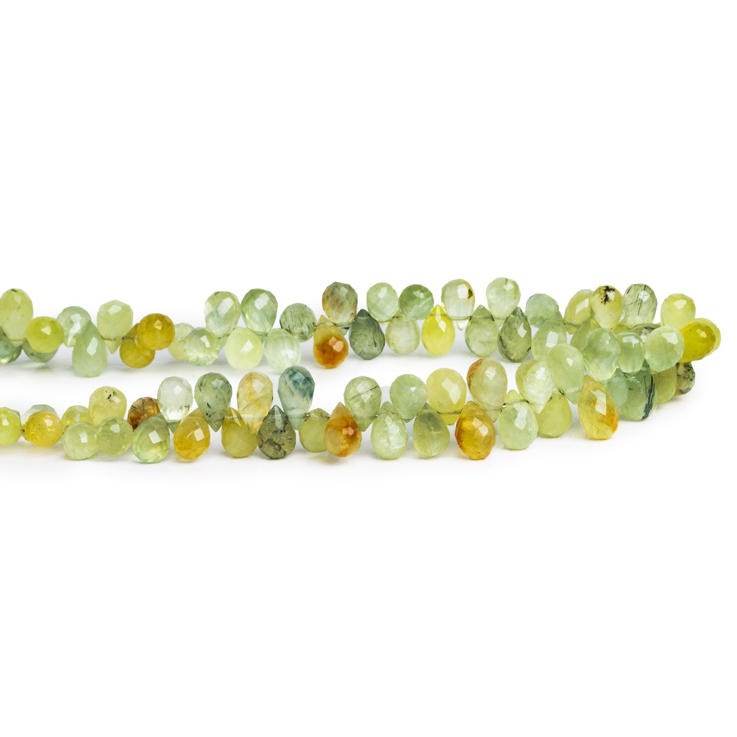7x4mm Multi Tonal Prehnite Teardrops 7 inch 80 beads - The Bead Traders