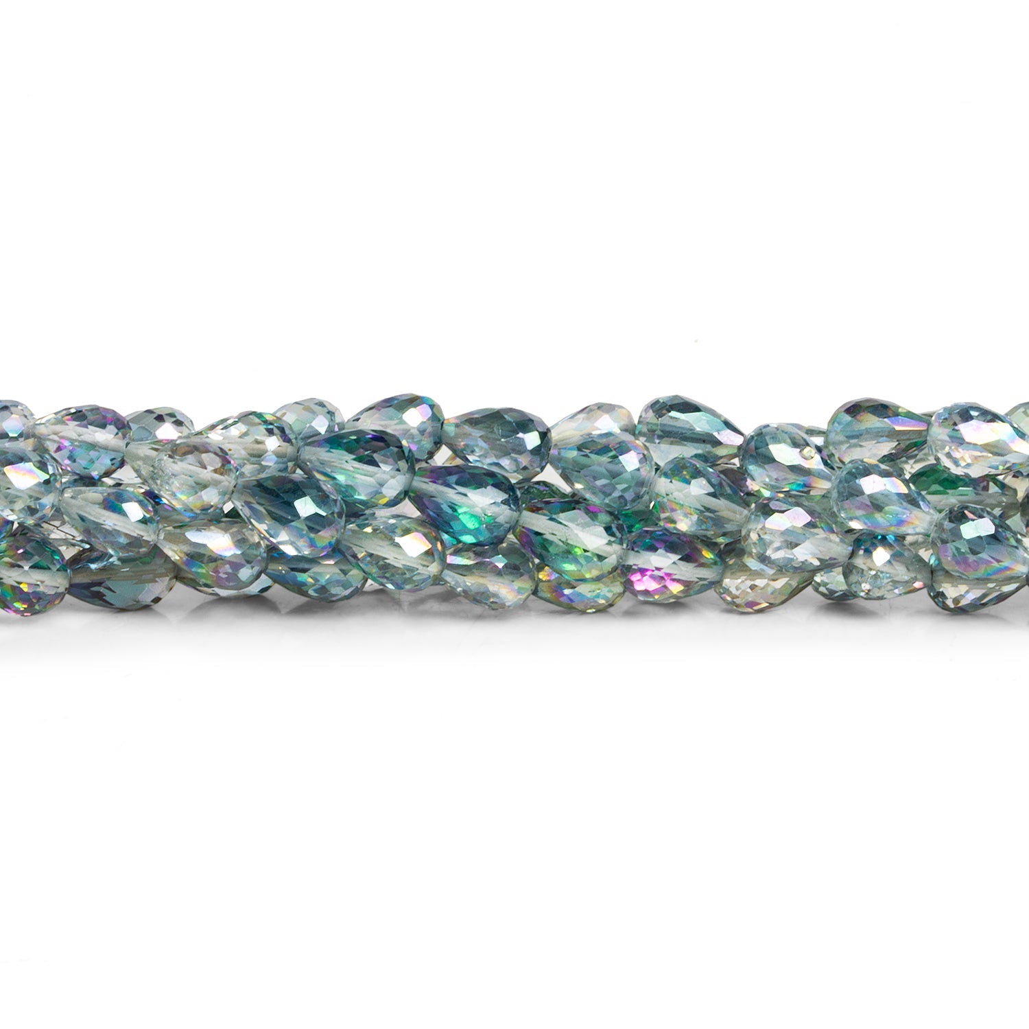 7x4mm Mystic White Topaz Faceted Teardrops 9 inch 30 beads - The Bead Traders