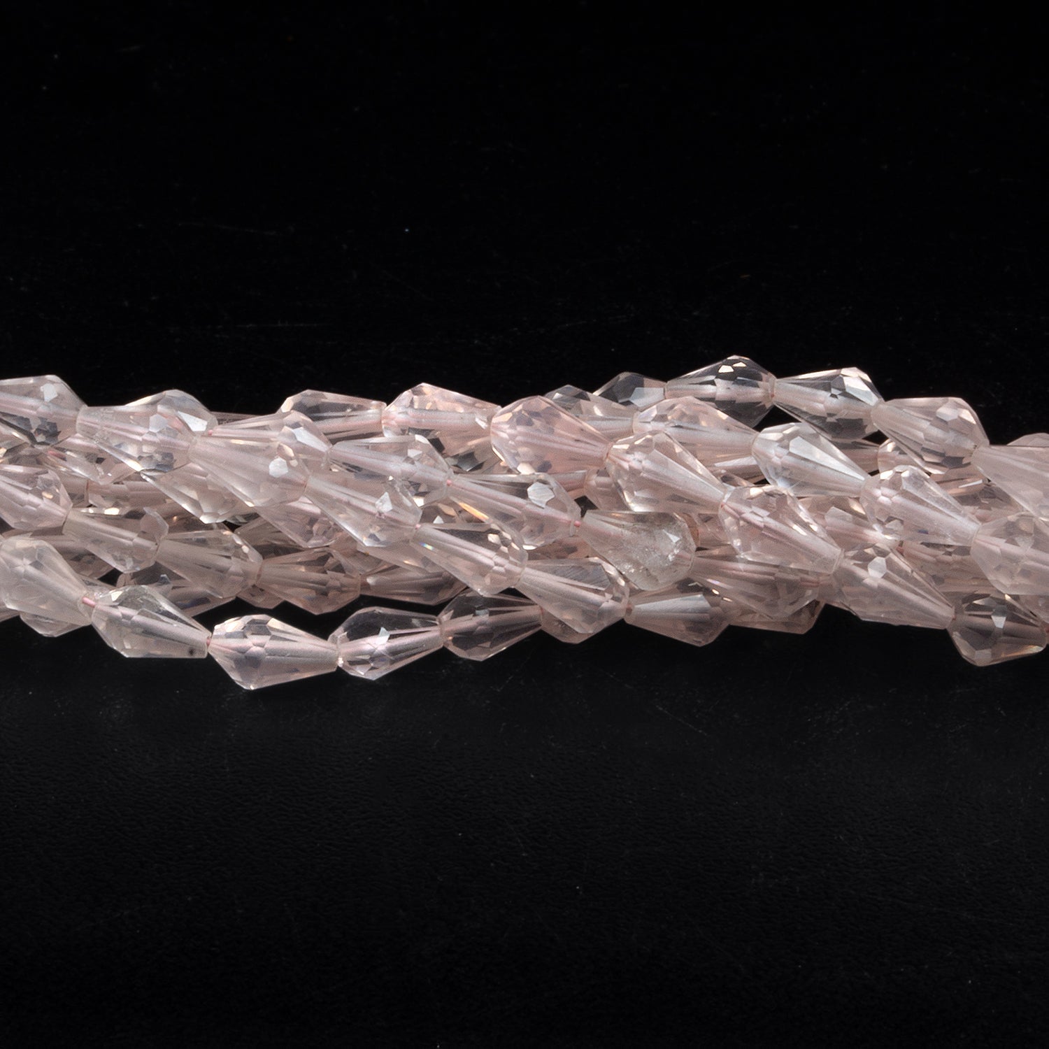 7x4mm Rose Quartz Faceted Teardrops 14 inch 51 beads - The Bead Traders