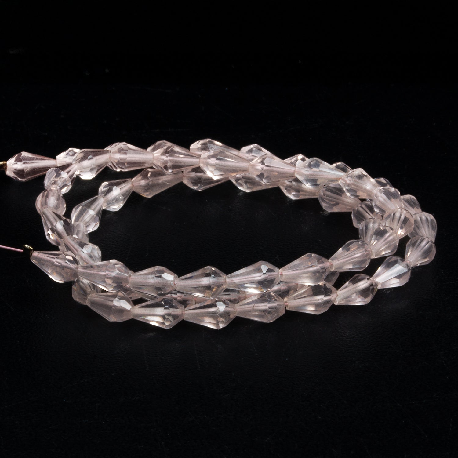 7x4mm Rose Quartz Faceted Teardrops 14 inch 51 beads - The Bead Traders
