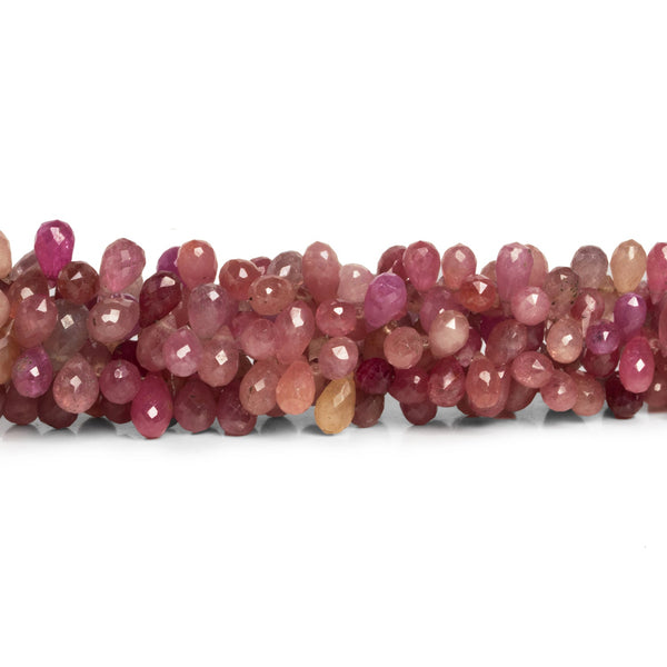7x4mm Ruby Faceted Teardrops 7.5 inch 90 beads