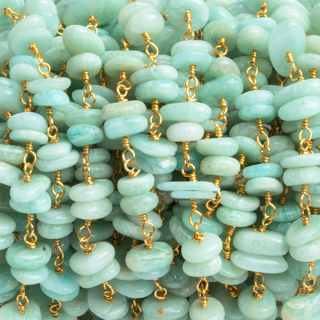7x5mm Amazonite Double Nugget Gold Chain 60 beads - The Bead Traders