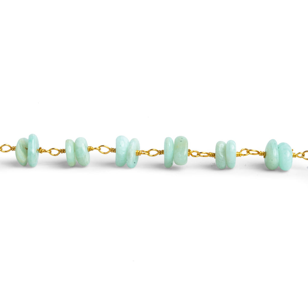 7x5mm Amazonite Double Nugget Gold Chain 60 beads - The Bead Traders