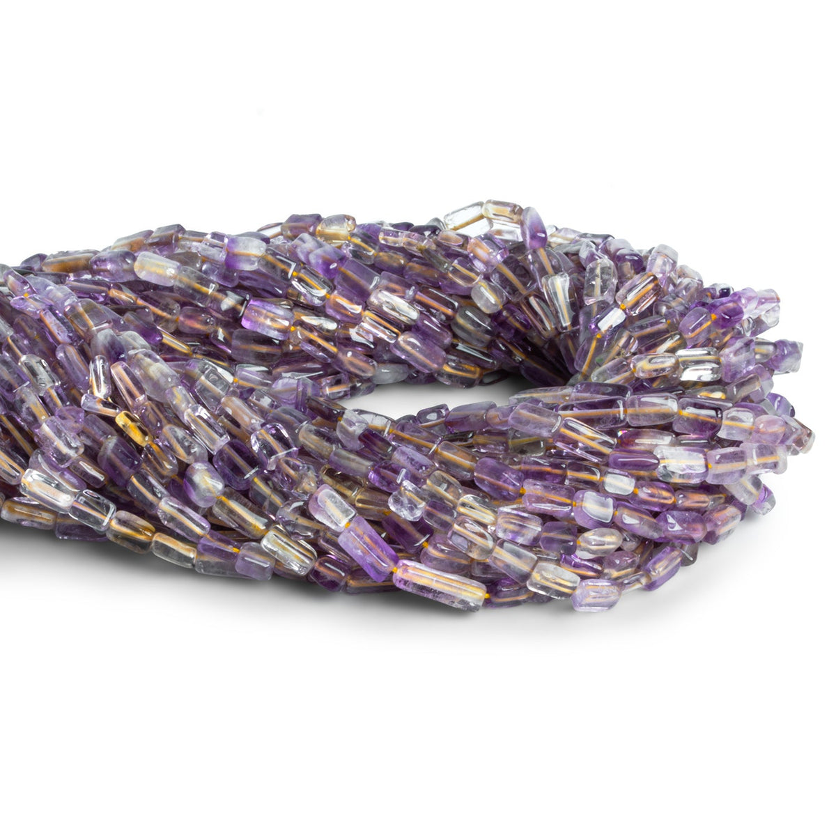 7x5mm Ametrine Plain Handcut Rectangles 12 inch 45 beads - The Bead Traders