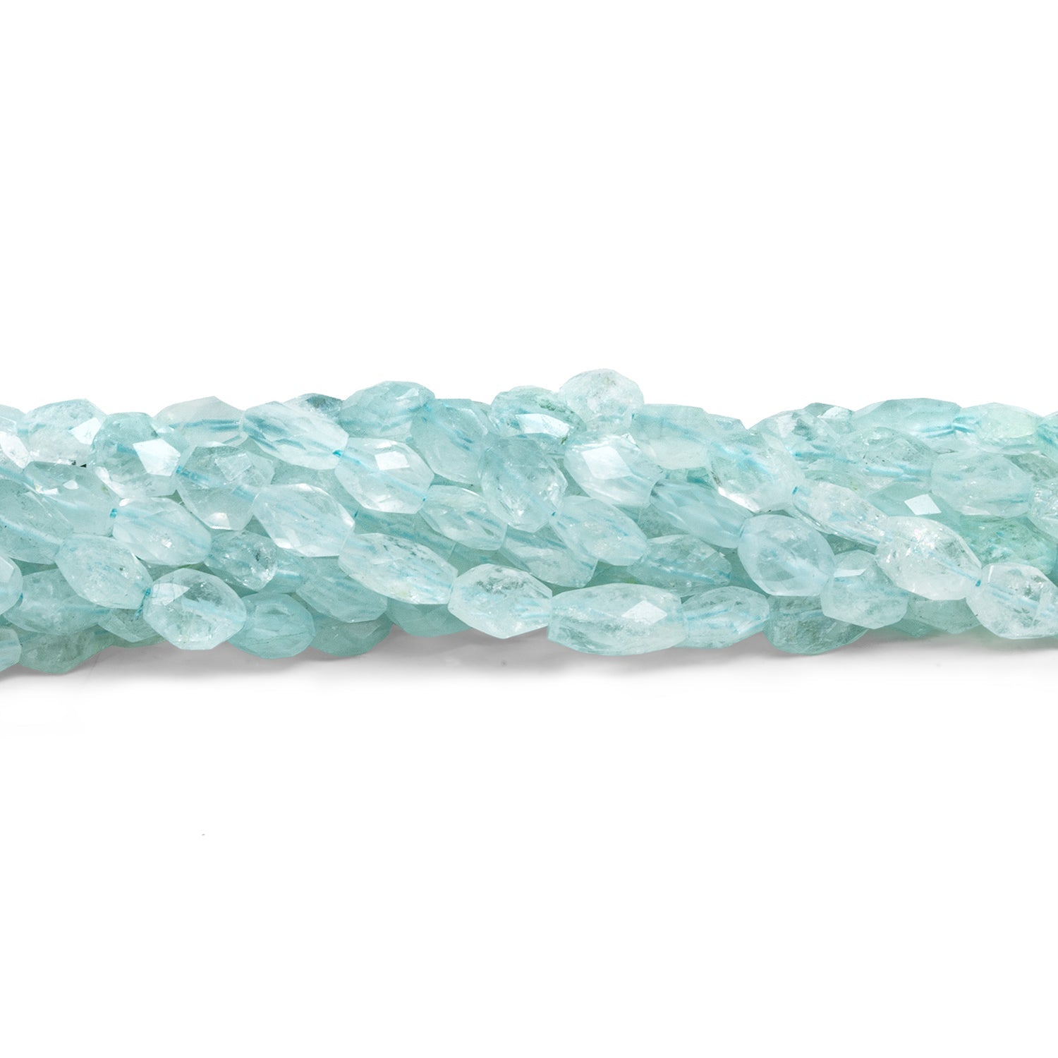 7x5mm Aquamarine Faceted Ovals 14 inch 50 beads - The Bead Traders