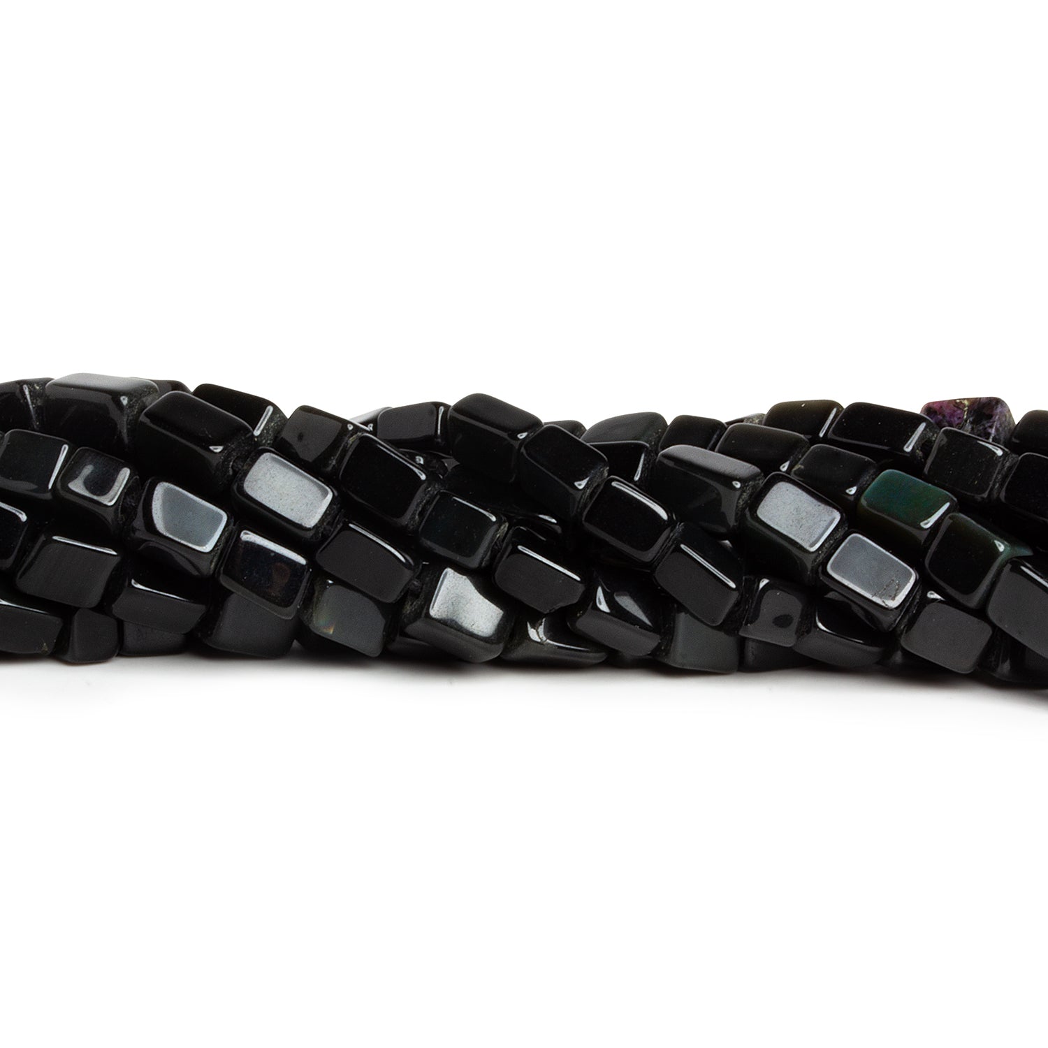 7x5mm Black Obsidian Plain Rectangles 16 inch 42 beads - The Bead Traders