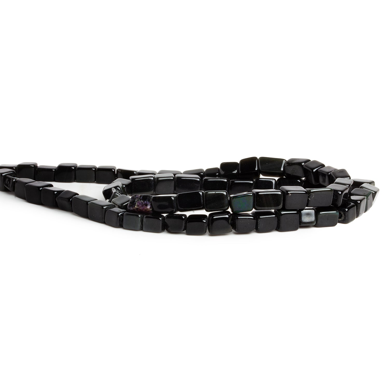 7x5mm Black Obsidian Plain Rectangles 16 inch 42 beads - The Bead Traders