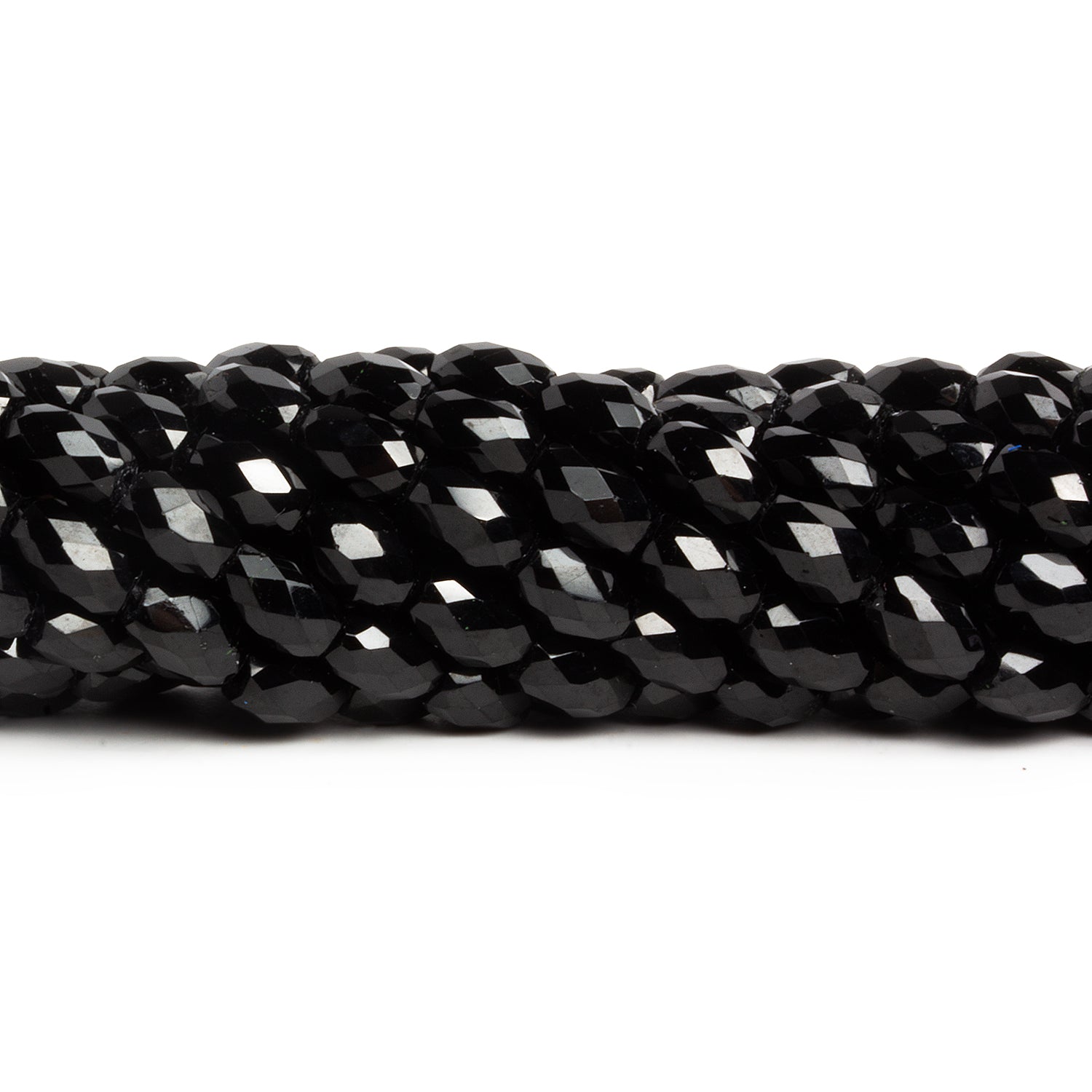 7x5mm Black Onyx Faceted Tubes 15 inch 55 beads - The Bead Traders