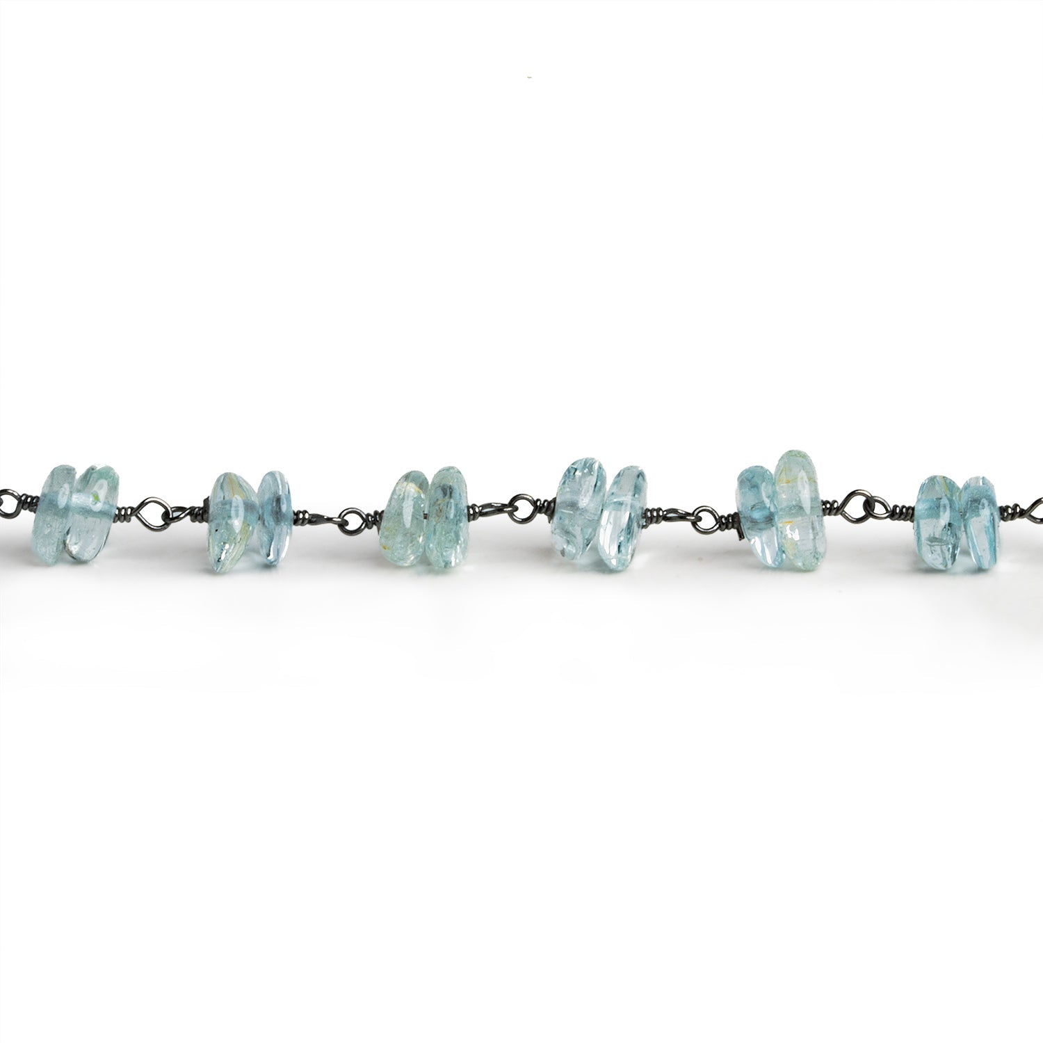 7x5mm Blue Quartz Double Nugget Black Gold Chain 58 beads - The Bead Traders