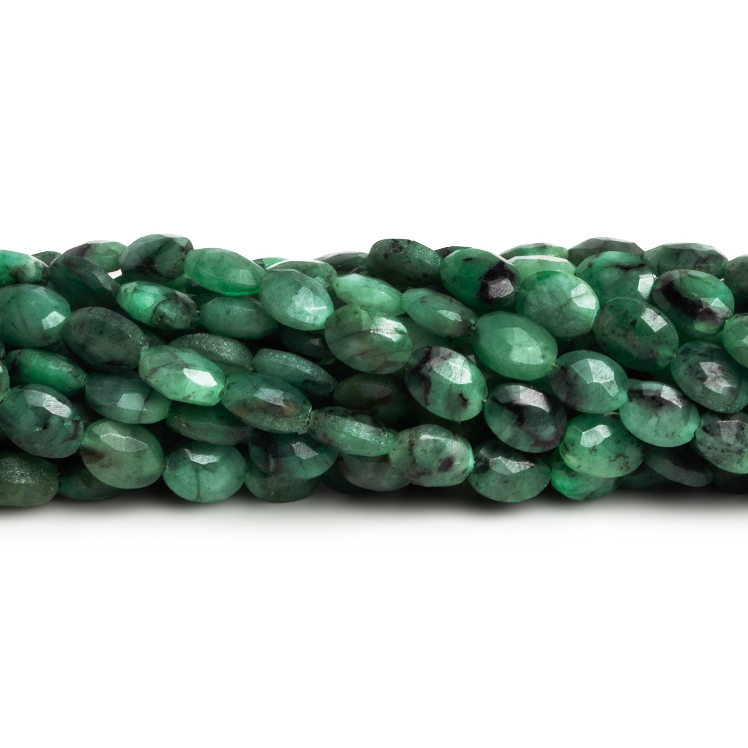 7x5mm Brazilian Emerald Faceted Ovals 12 inch 48 beads - The Bead Traders
