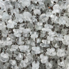 7x5mm Matte Crystal Quartz Double Nugget Black Gold Chain 58 beads - The Bead Traders