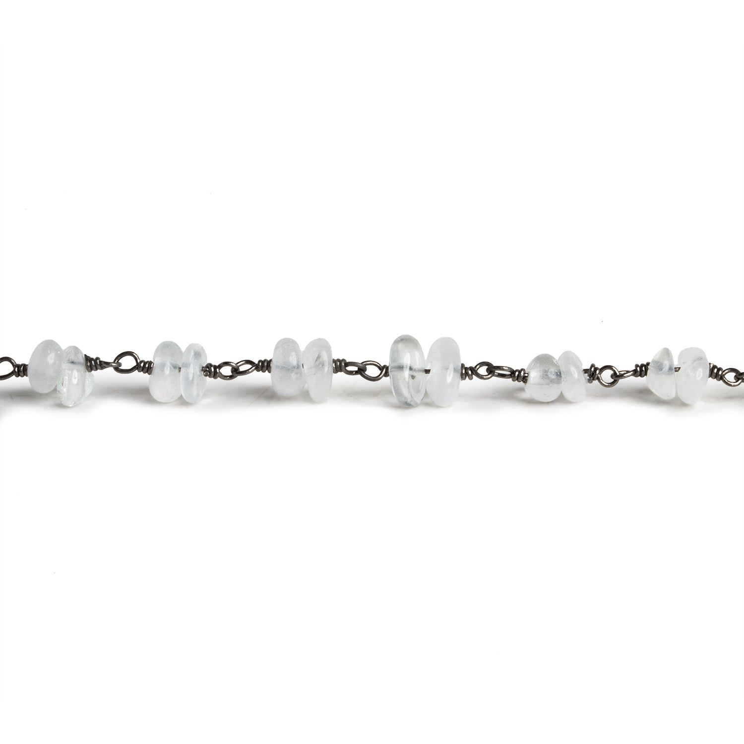 7x5mm Matte Crystal Quartz Double Nugget Black Gold Chain 58 beads - The Bead Traders