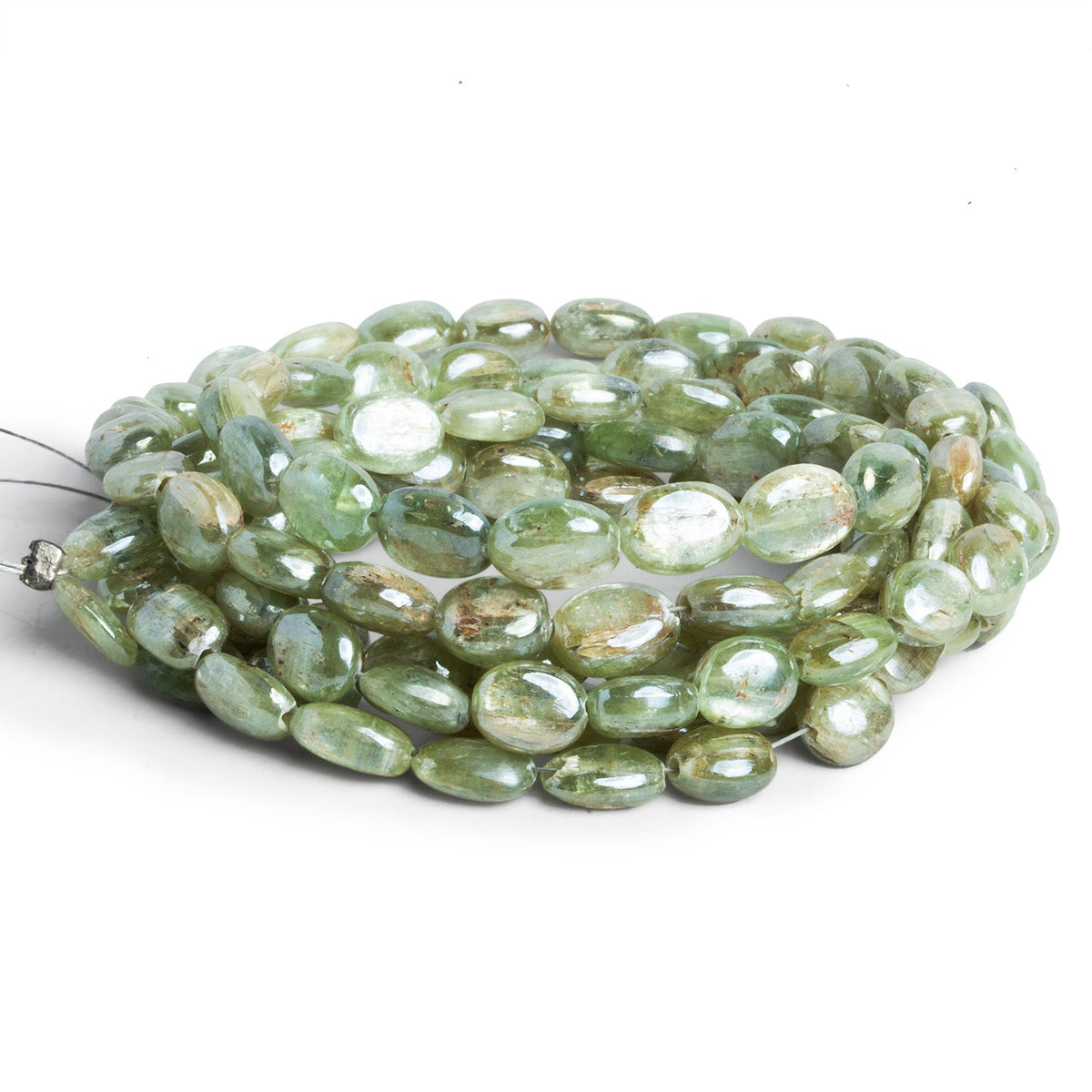 7x5mm Mystic Green Kyanite Plain Ovals 16 inch 58 beads - The Bead Traders