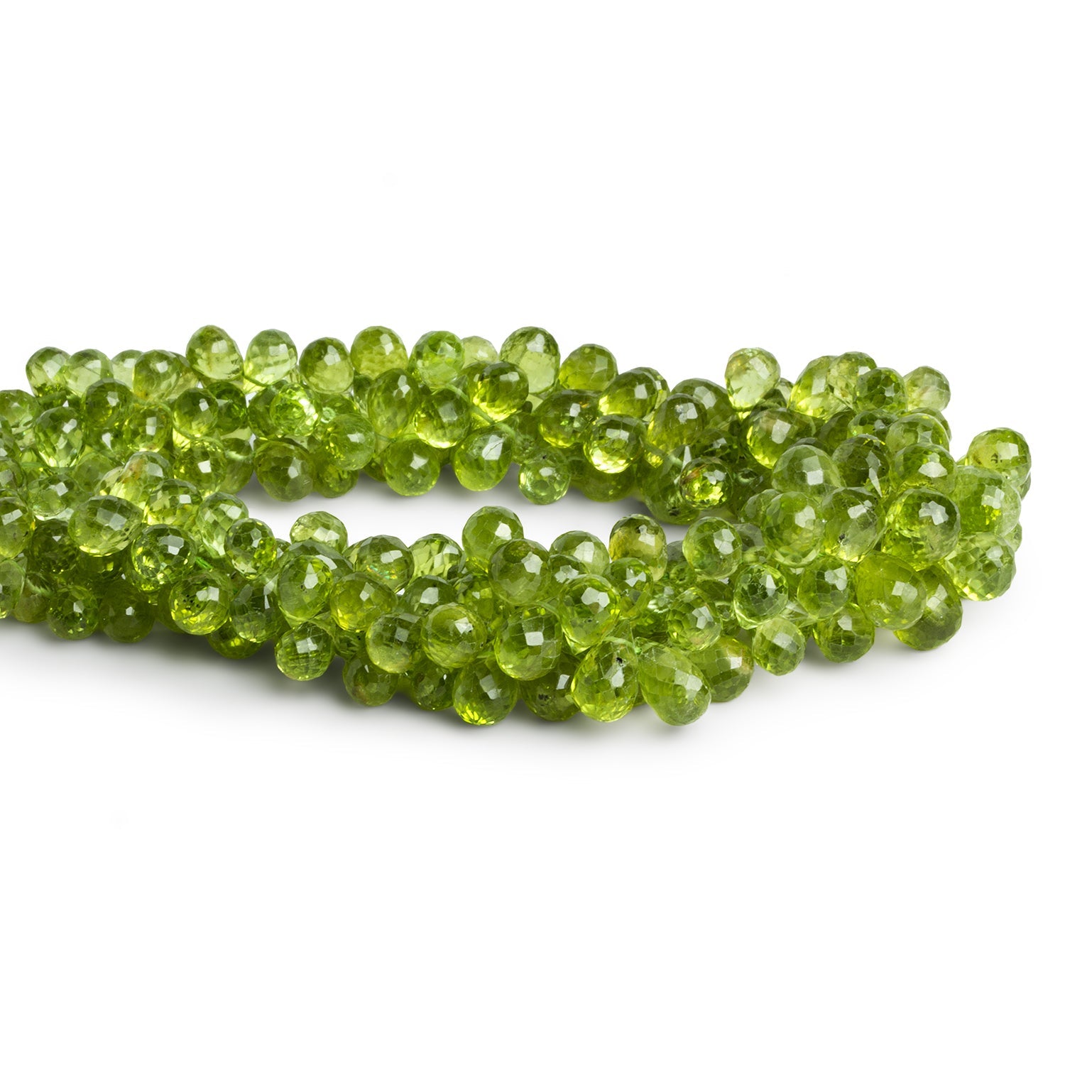 7x5mm Peridot Faceted Pears 9 inch 84 beads - The Bead Traders