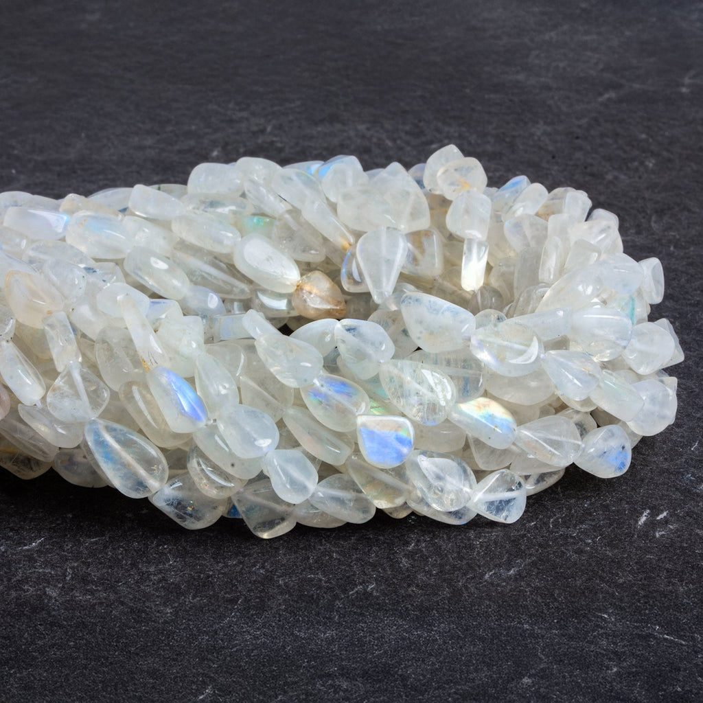 7x5mm Rainbow Moonstone Handcut Pears 12 inch 35 beads - The Bead Traders