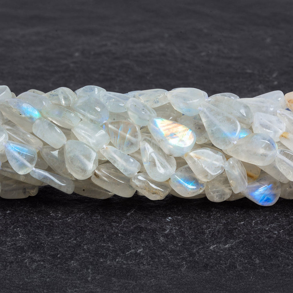 7x5mm Rainbow Moonstone Handcut Pears 12 inch 35 beads - The Bead Traders