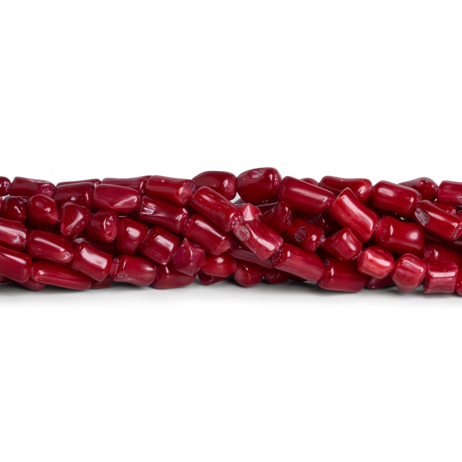 7x5mm Red Bamboo Coral Nuggets 15 inch 40 beads - The Bead Traders