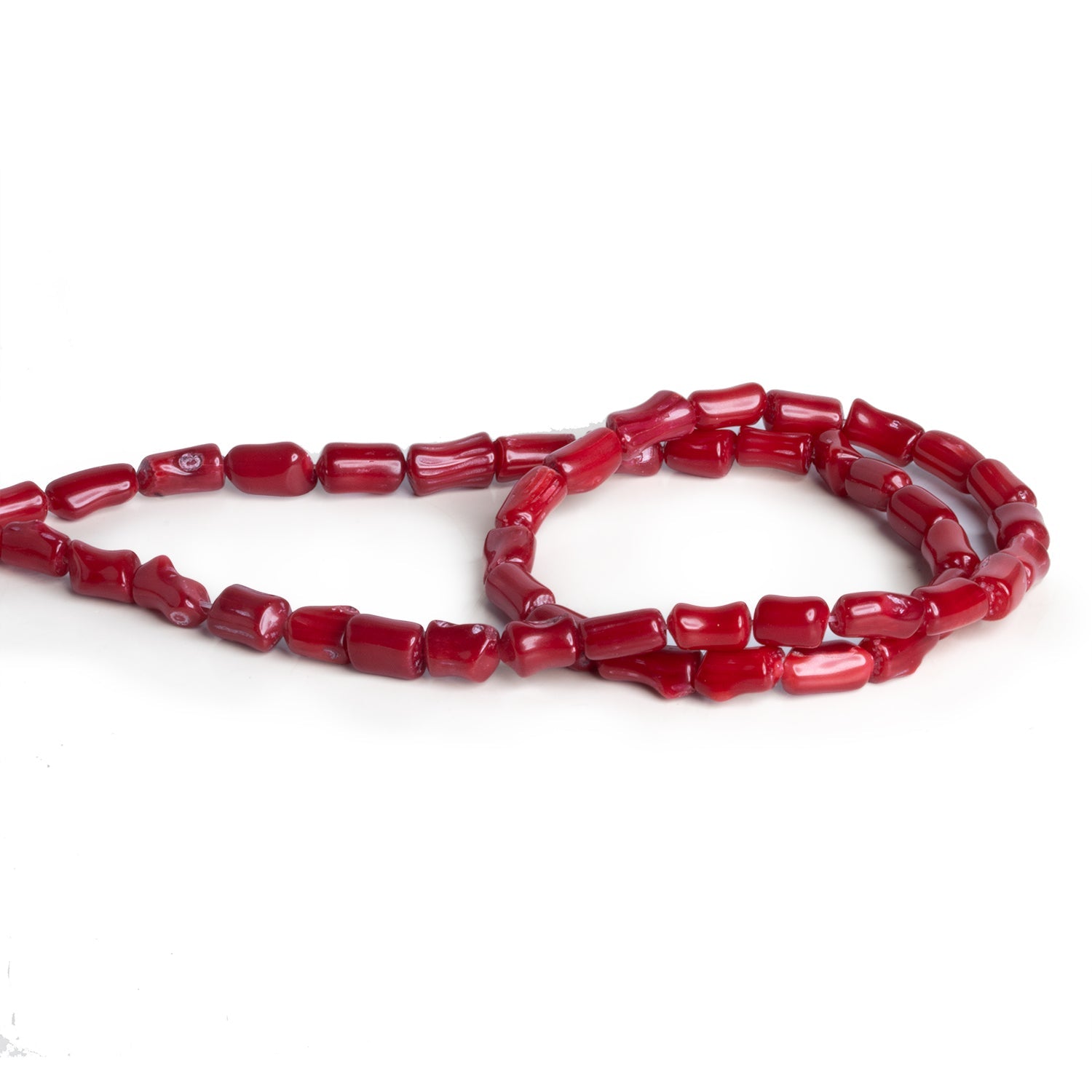 7x5mm Red Bamboo Coral Nuggets 15 inch 40 beads - The Bead Traders