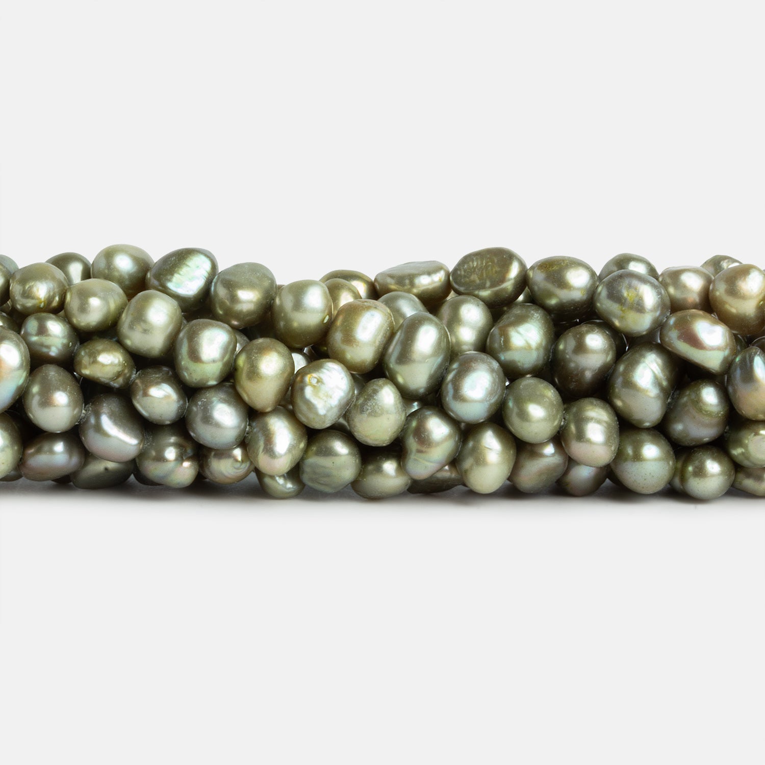 7x5mm Sage Green Baroque Pearls 15 inch 70 beads - The Bead Traders