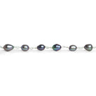 7x5mm Silver Peacock Oval Pearl Silver Plated Chain 24 beads - The Bead Traders