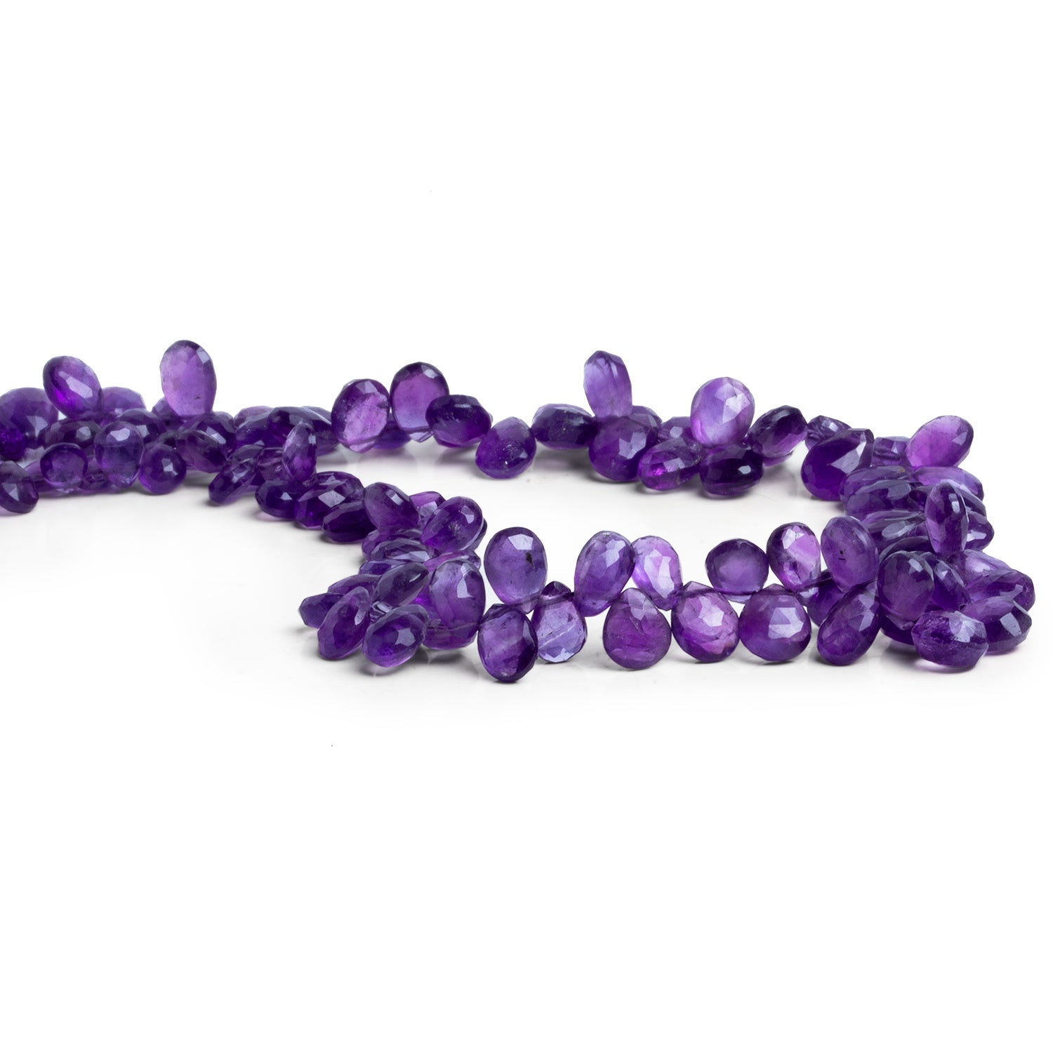 7x6mm Amethyst Faceted Pears 12 inch 103 beads - The Bead Traders