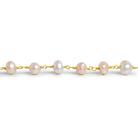 7x6mm Peach Baroque Pearl Gold Chain 25 beads - The Bead Traders