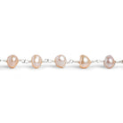 7x6mm Peach Baroque Pearl Silver Chain 25 beads - The Bead Traders
