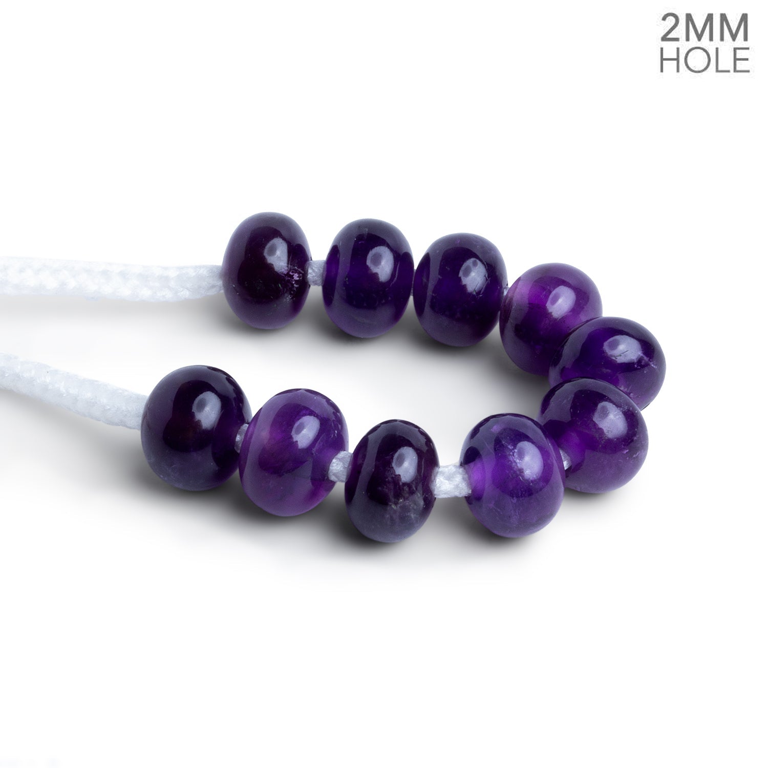 8-10mm Amethyst 2mm Large Hole Rondelles 10 beads - The Bead Traders