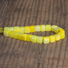 8 - 10mm Lemon Yellow Opal Plain Cubes 8 inch 22 beads - The Bead Traders