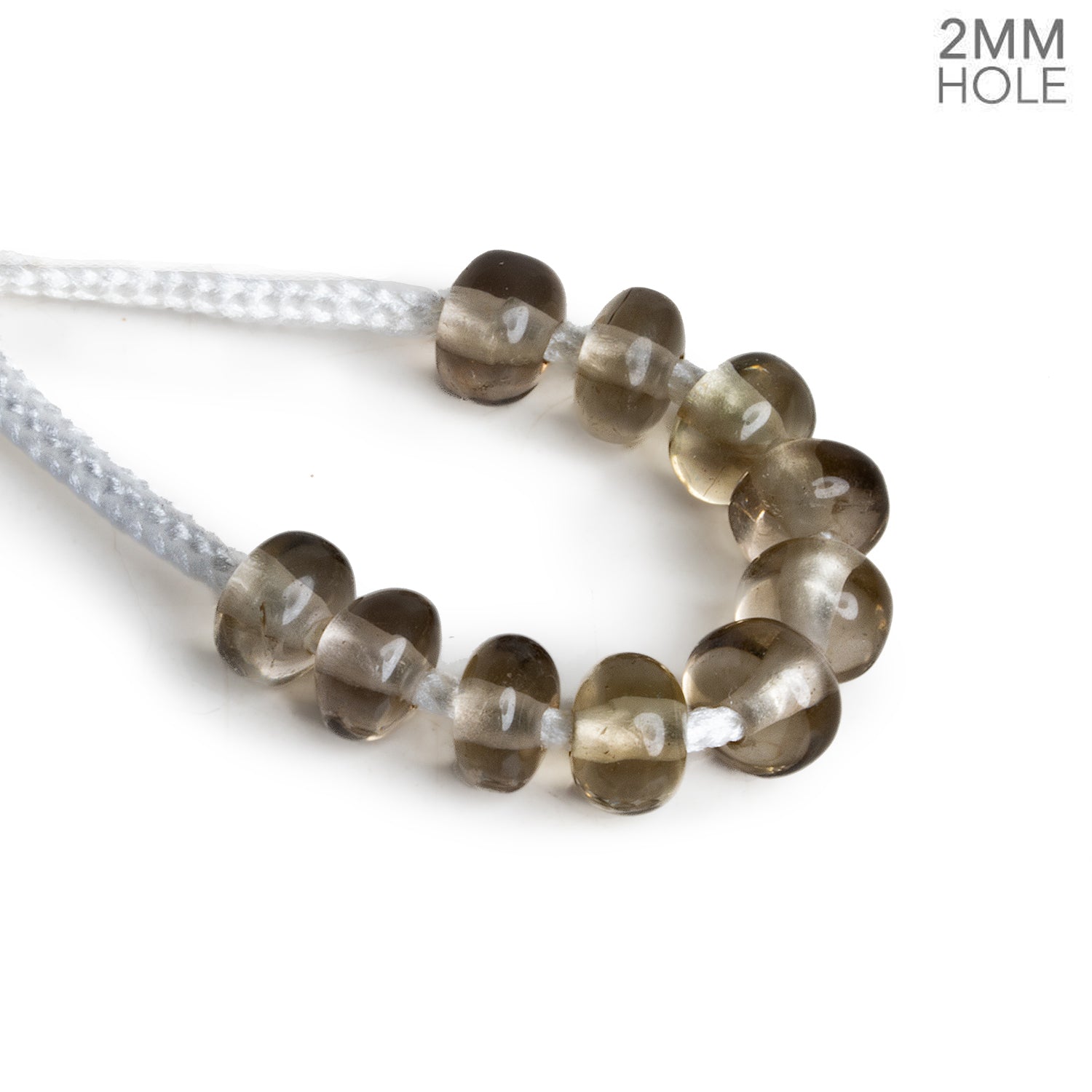 8 - 10mm Light Smoky Quartz 2mm Large Hole Rondelles 10 Beads - The Bead Traders