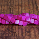 8 - 10mm Magenta Opal Plain Cubes 8 inch 23 beads - The Bead Traders