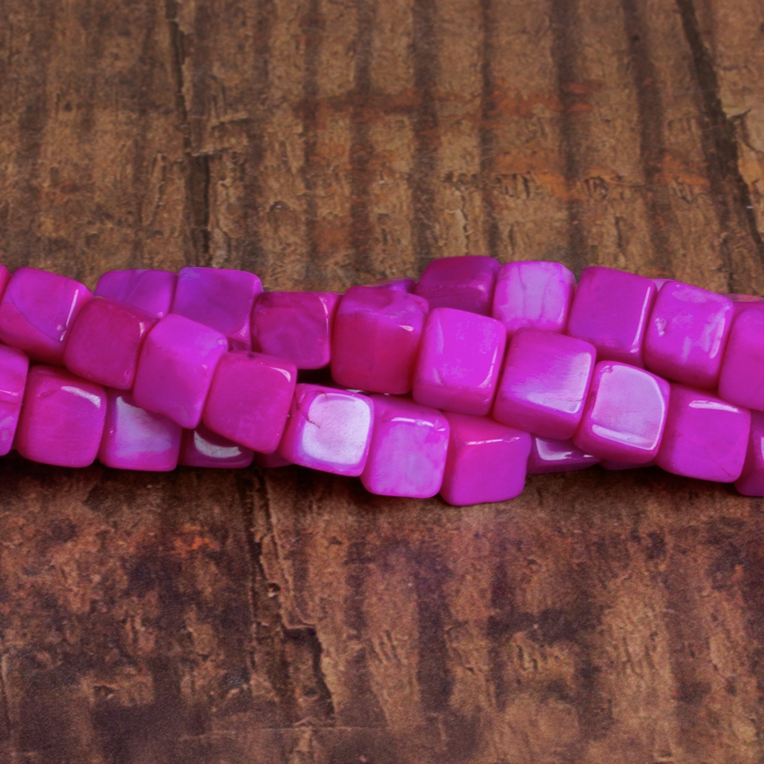 8 - 10mm Magenta Opal Plain Cubes 8 inch 23 beads - The Bead Traders