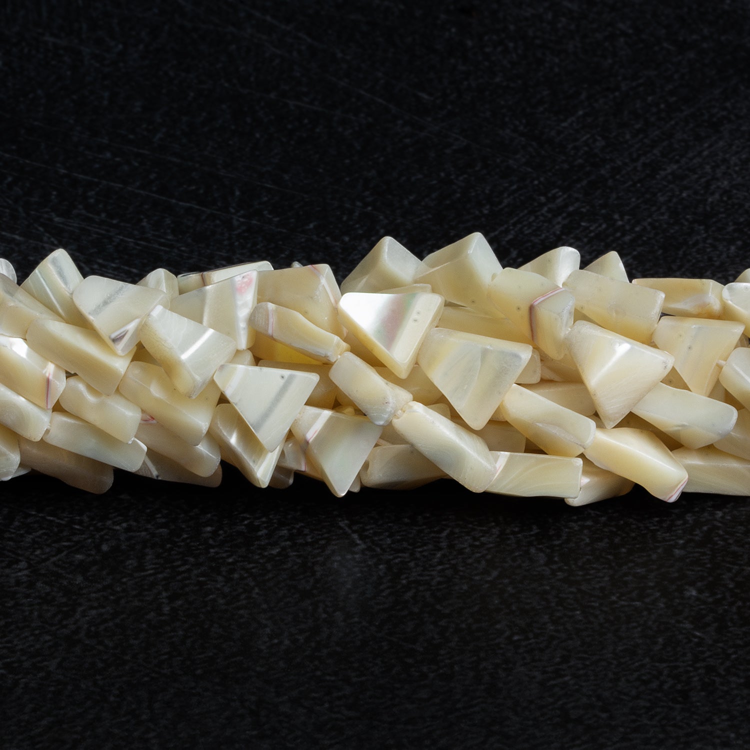 8 - 10mm Mother of Pearl Plain Triangles 12 inch 40 beads - The Bead Traders