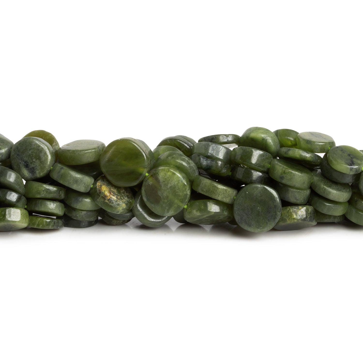 8 - 10mm Serpentine Plain Coins 12 inch 31 beads - The Bead Traders