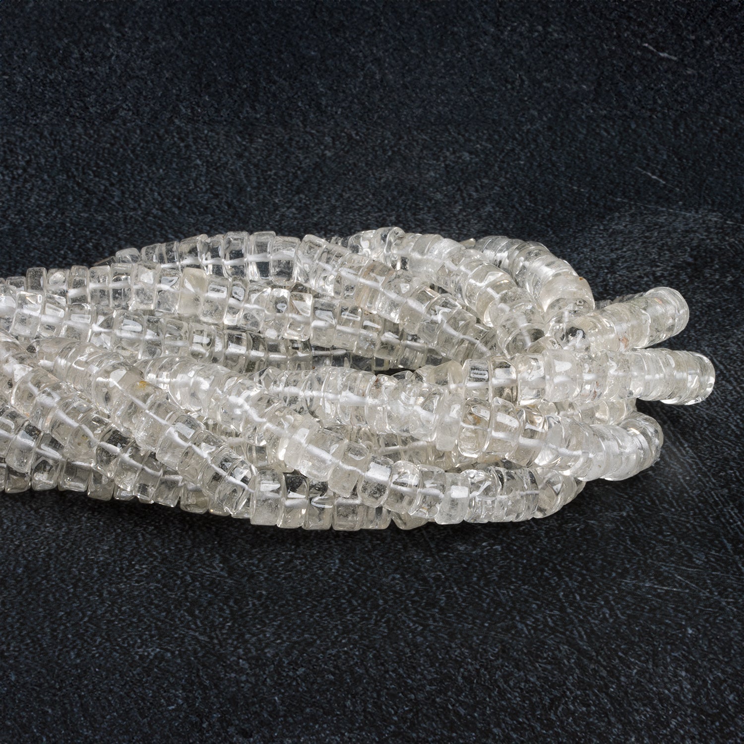8-11mm Crystal Quartz Plain Heishis 14 inch 75 beads - The Bead Traders