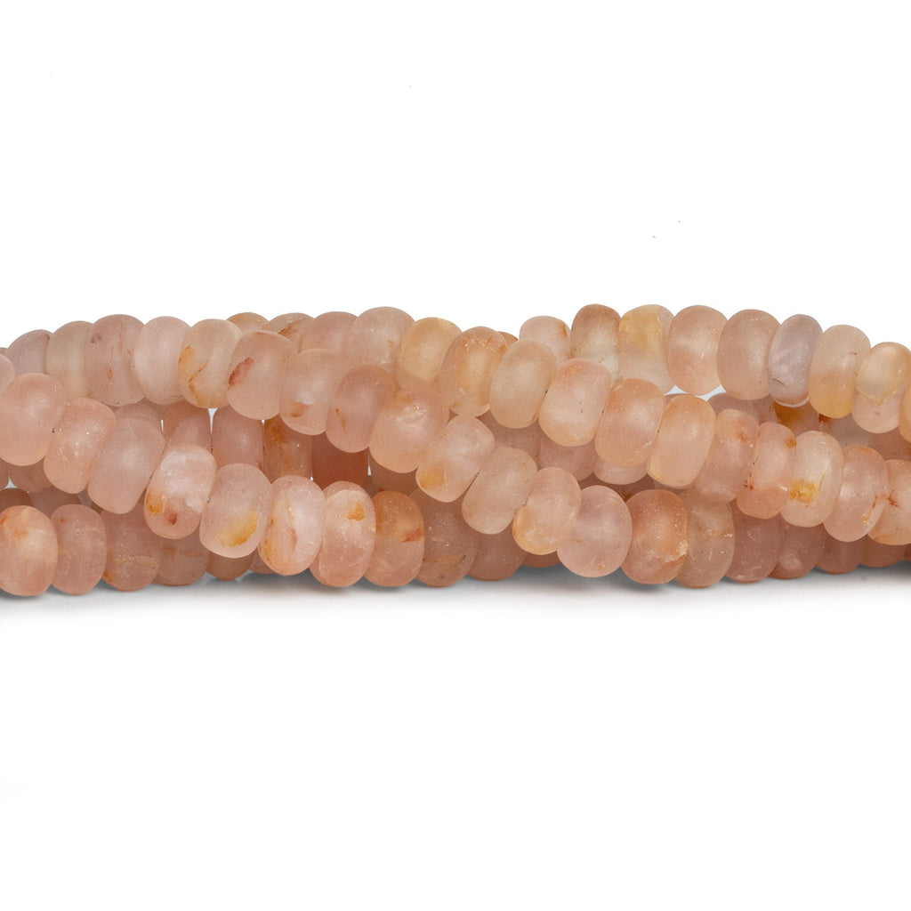 8-11mm Matte Morganite Plain Rondelles 16 inch 80 beads - The Bead Traders