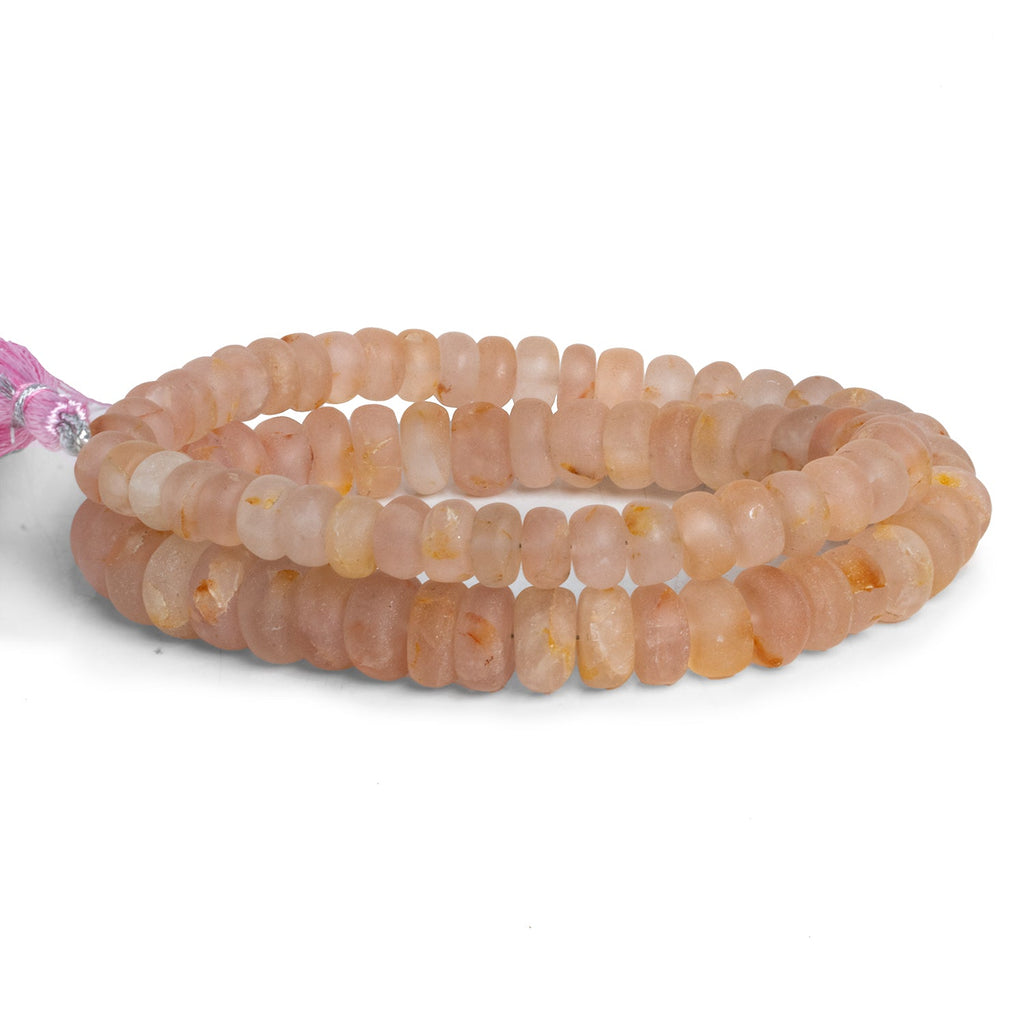 8-11mm Matte Morganite Plain Rondelles 16 inch 80 beads - The Bead Traders