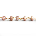 8-11mm Mystic Moonstone Faceted Rondelle Gold Chain 19 beads - The Bead Traders