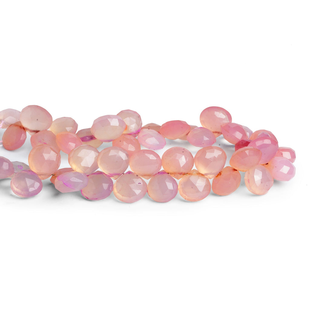 8 - 11mm Pink Chalcedony Faceted Hearts 8 inch 39 beads - The Bead Traders