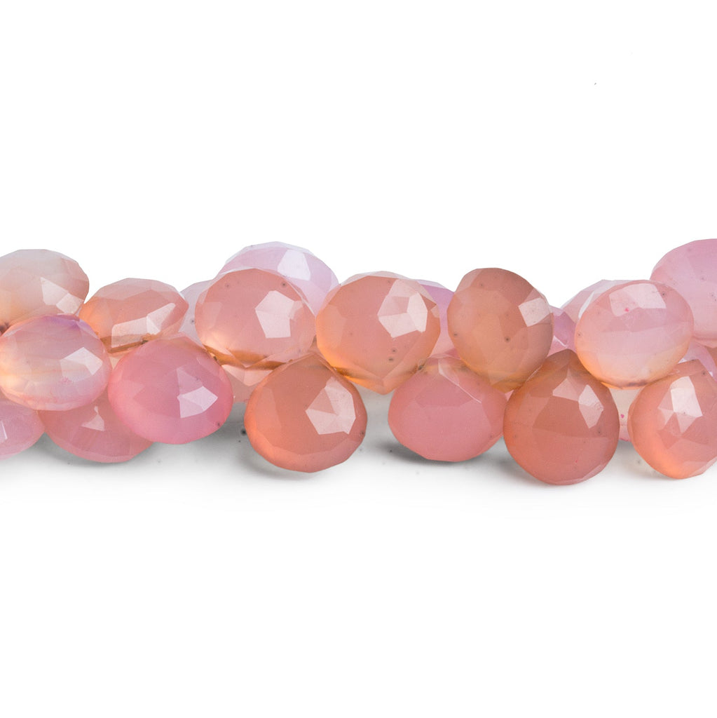 8 - 11mm Pink Chalcedony Faceted Hearts 8 inch 39 beads - The Bead Traders