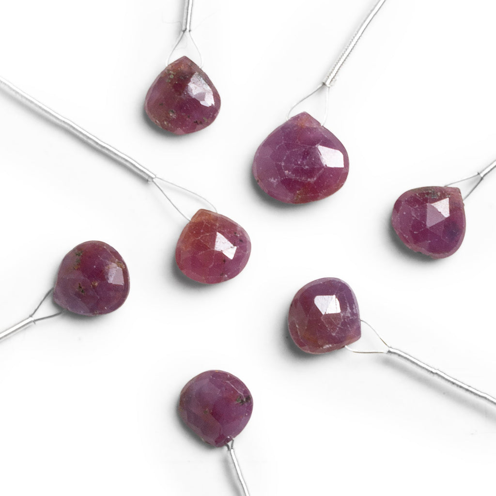 8 - 11mm Ruby Faceted Heart Focal 1 Bead - The Bead Traders