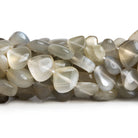 8 - 12mm Light Grey Moonstone Plain Hearts 14 inch 35 beads - The Bead Traders