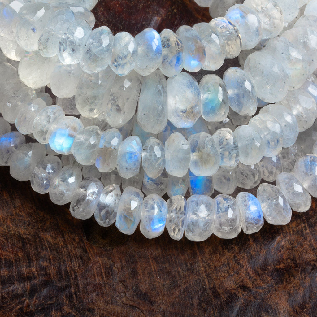 8 - 12mm Rainbow Moonstone Faceted Rondelles 16 inch 80 beads - The Bead Traders