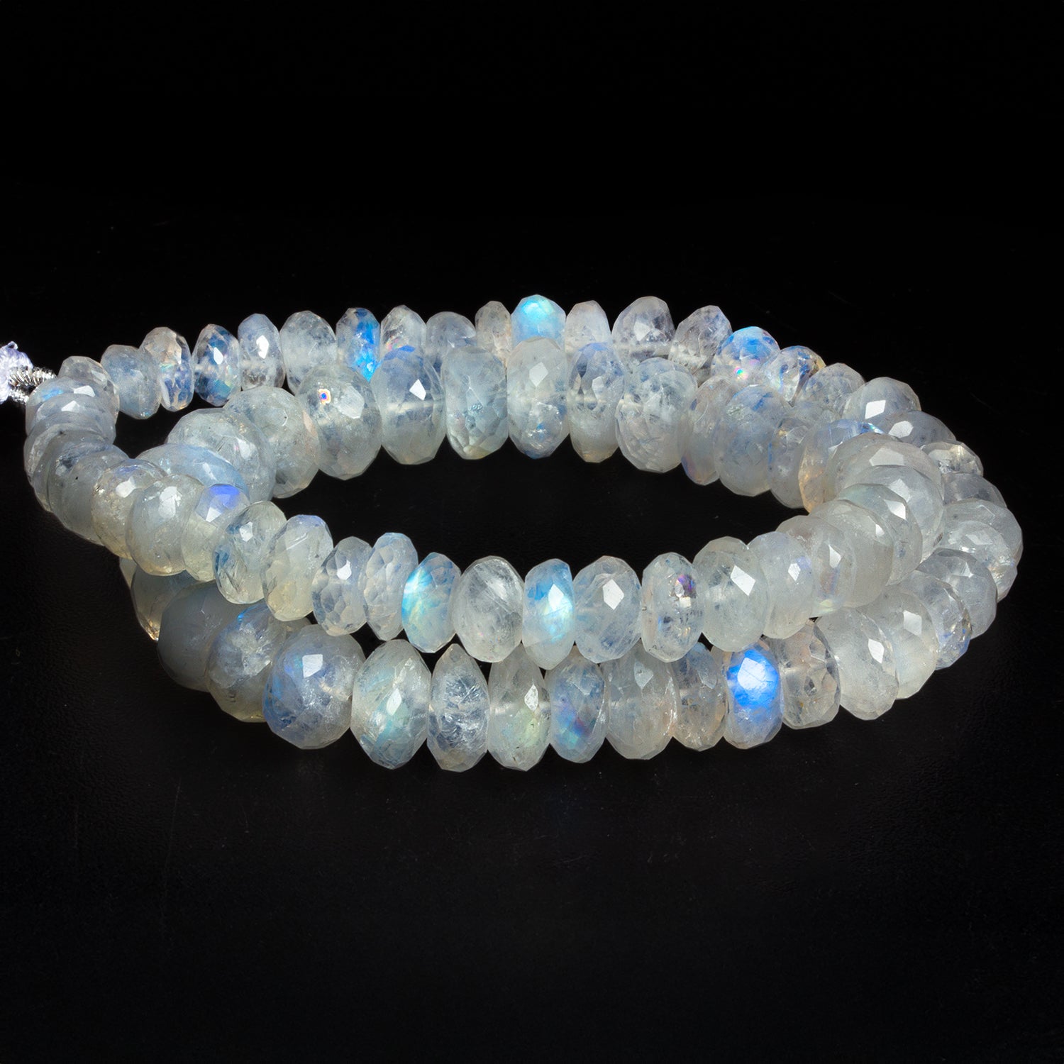 8 - 12mm Rainbow Moonstone Faceted Rondelles 16 inch 80 beads - The Bead Traders