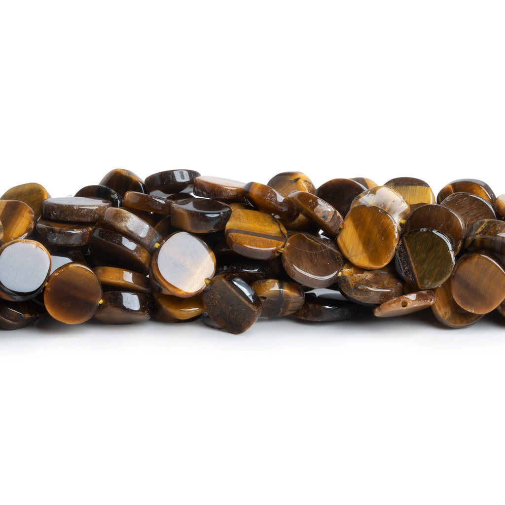 8 - 12mm Tiger's Eye Handcut Coins 12 inch 33 beads - The Bead Traders