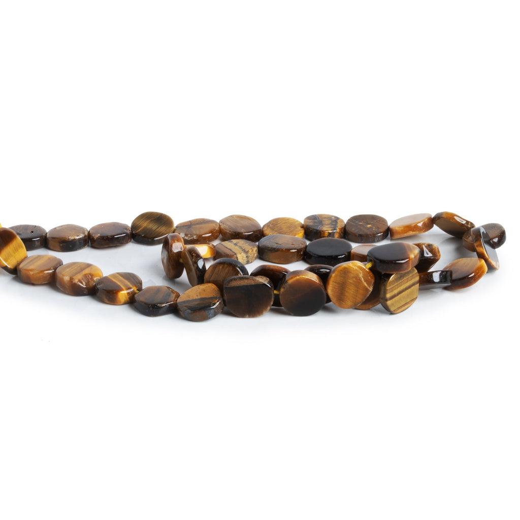8 - 12mm Tiger's Eye Handcut Coins 12 inch 33 beads - The Bead Traders