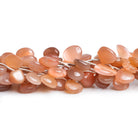 8 - 13mm Peach Moonstone Plain Hearts 10 inch 17 beads - The Bead Traders